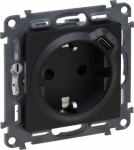 SOCKET 2P+E SCHUKO STANDARD USB TYPE C MAT BLACK VALENA LIFE 756335 | 3414972053532