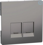 Cen.pl. 2-gng f. Schneider Electric RJ45-Connctr., nickel metallic, Sy MEG4572-6050 | 4042811197704