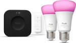 Hue Starter set, LED bulbs E27 8.1W A60 1100lm White and Colour Ambiance 2pcs. + dimmer switch + Hue Bridge Pro 929003853505 | 8720169374683