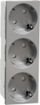 3 Socket-outlet, 16A, 250V, IP21, aluminium, New Unica NU307630 | 3606481464163