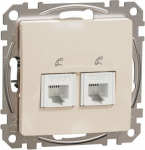 Telephone socket, Sedna Design & Elements, 2xRJ11, PRO, beige SDD112492 | 3606481466624