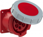 CEE flanged socket 7x32A (6P+PE) IP66/IP67 6h, red 75x75 3272-6V | 9003399047497