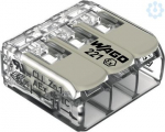 COMPACT Splicing Connector; for all conductor types; for Ex e applications; max. 4 mm&sup2;; 3-conductor; with levers; transparent housing; Operating temperature (max.): 105&nbsp;&deg;C; 4,00 mm&sup2;; transparent 221-483 | 4055143837347