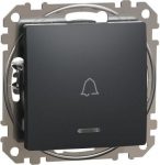 1-way Push-Button 10A anthracite Blue LED Locator light with Bell Symbol, white Sedna Design SDD114131L | 3606481480064