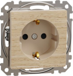 Socket outlet, grounded, with screw, wood birch Sedna Elements SDD180022U | 3606487524861