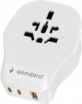 Gembird Universal travel power adapter, 20 W | TPA-1A2C20-02-W TPA-1A2C20-02-W | 8716309134927
