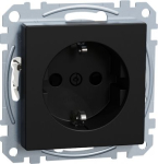 Socket outlet, 1-gang, 2P+E, 16A, with shutter, screwless terminals, black, Merten System M MEG2300-0403 | 4042811231965
