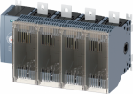 Switch disconnector with fuse 400 A, Size 4, 4-pole for LV HRC fuse Sz. 1 and 2 Front operating mechanism left Basic unit without handle flat terminal 3KF switch disconnector with fuses as main, EMERGENCY STOP or maintenance switch. Depending on thei ...