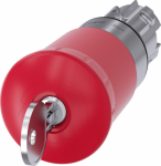 EMERGENCY STOP mushroom pushbutton, 22 mm, round, metal, shiny, red, 40 mm, with CES lock, lock number SSG10, positive latching, acc. to EN ISO 13850, key-operated release 3SU1050-1HR20-0AA0 | 4011209946903