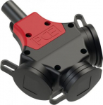 Connector 3-way, SCHUKO 3x16A (2P+E) 250V IP44 with lid, rubber, black/red 243711-sr5 | 9003399619465