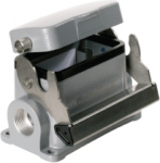 Bulkhead housing, size B10, Die-cast Aluminium, 2xPG16, angled, Single locking latch, IP65, HDC 10B SDLU 2PG16G 1655680000 | 4008190408701