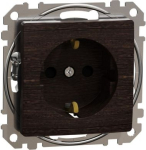Socket outlet, grounded, with screw, wood wenge Sedna Elements SDD181022 | 3606481481290