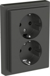 2-gang Socket-outlet, 16A, anthracite, Merten D-life MTN2420-6534 | 3606481388971