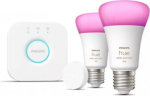 Hue Starter set, LED bulbs E27 11W A60 1055lm White and Colour Ambiance 2pcs. + Smart Button + Hue Bridge 929002468834 | 8721103108371