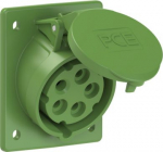 CEE-flanged socket 5x16A(3P+N+PE) 10h IP44/IP54 80x97 sloping green 415-10 | 9003399270321