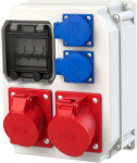 Distribution box IP54, 2&times;CEE 16A 5P, 2&times;Schuko 16A, with 1&times;3P C16A and 2&times;1P B16A circuit breakers 90133178WE | 5906909304940
