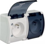 VG-162-51 Koala Gniazdo podw&oacute;jne z uziemieniem (2x2P+Z) n/t IP44 białe z klapką dymną 61.385 | 5901769016118