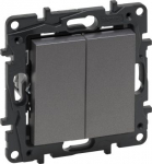 2-GANG 1-WAY PUSH-BUTTON 6A AUTOMATIC TERMINALS MEDIUM GREY 863412 | 3414972110136