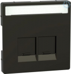 Cen.pl. 2-gng w. label field f. Sch neid. Elect. RJ45-Connctr.mocca met MEG4574-6052 | 4042811197377