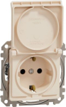 Socket outlet, grounded, with lid, screwless, beige Sedna Design SDD112024 | 3606481478580