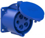 CEE-flanged socket 5x32A (3P+N+PE) 9h IP44/IP54 70x70 blue 325-9