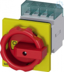 SENTRON, Switch disconnector 3LD, emergency switching-off switch, 3- pole, Iu: 16 A, operating power / at AC-23 A 400 V: 7.5 kW, front-mounted, rotary operating mechanism, Red / yellow, central mounting 22.5 mm of the handle The 3LD main and emergenc ...