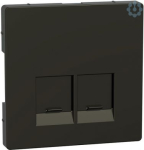 Cen.pl. 2-gng f. Schneider Electric  RJ45-Connctr., mocca metallic, Sys MEG4572-6052 | 4042811197728