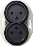 2-gang socket outlet 16A IP21 earthed, black Renova WDE011321 | 3606480698286