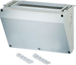 Connection box for the installation of devices that must be operated externally, such as plug devices, pushbuttons and switches. For mounting on enclosure walls 270 mm. 68000138 | 4012591113799