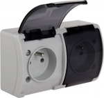 VG-162-53 Koala Gniazdo podw&oacute;jne z uziemieniem (2x2P+Z) n/t IP44 popiel z klapką dymną 61.387 | 5901769016132