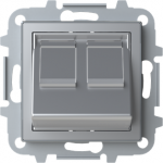 Color: Silver.   Cover plate at 45&ordm; for two 201X.X connectors and/or and housings (refs.: 2017.2, 2017.3, 2018.5, 2018.6, 2018 and 2018.8)   With labeling area for stickers   With shutter   Mounting plate included. 2CLA851680A1301 | 8427238202372