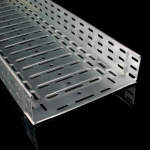 Cable tray with integrated coupling KZI 85x600 from sheet 1,25 mm superficial treatment sendzimir, perforated, with embosy for augmentation of rigidity and solidity. KZI 85X600X1.25_S | 8595057692381