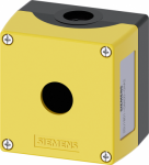 Enclosure for command devices, 22 mm, round, Enclosure material plastic, Enclosure top part yellow, 1 control point plastic, Control point in center, without equipment 3SU1801-0AA00-0AA2 | 4011209968271