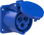 CEE-flanged socket 3x16A(2P+PE) 6h IP44/IP54 54x60 blue 313-6F9 | 9003399043598