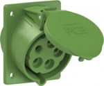 CEE-flanged socket 5x32A(3P+N+PE) 10h IP44/IP54 80x97 sloping green 425-10 | 9003399455766