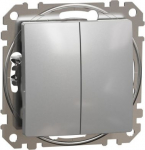 Double 2-way switch 10AX aluminium Sedna Design SDD113108 | 3606481479365