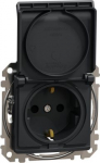 Socket outlet, grounded, with lid, screwless, anthracite Sedna Design SDD114024 | 3606481479785