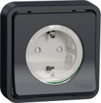 Socket-outlet 2P+E 16A 250V with shutters, side earth grey Mureva Styl MUR36132 | 3606480789779