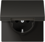 Metal socket outlet 16A/250V, grounded, with child protection, with hinged lid, screwless, anthracite, LS AL1520KIKLAN | 4011377064331