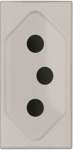 Color: Silver   Rated voltage: 250 Vac.   Rated current: 10 A.   Type N: 2P + E.   Shuttered for child safety.   Screw terminals.   Size: 1 module 2CLA213600N1302 | 8427238192154