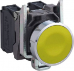 Push button, Harmony XB4, yellow flush, metal, 22mm, spring return, 1NO + 1NC, unmarked XB4BA55 | 3606480502323