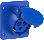 CEE-flanged socket 3x16A(2P+PE) 6h IP44/IP54 75x85 sloping blue 413-6F87 | 9003399712432