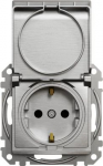 Socket outlet, grounded, with lid, with screw, brushed aluminium Sedna Elements SDD170024 | 3606481480385
