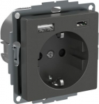 Socket outlet with USB A + C 3A, anthracite Exxact WDE003174 | 3606489905842