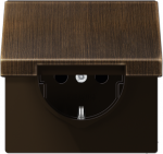 Metal socket outlet 16A/250V, grounded, with child protection, with hinged lid, screwless, antique brass, LS ME1520KIKLAT | 4011377113169