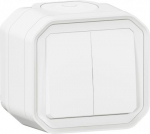 PLEXO 2 GANG 2-WAY SWITCH OR 2 GANG PUSH BUTTON - WHITE - SURFACE 069755L | 3414971882461