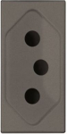 Color: Anthracite   Rated voltage: 250 Vac.   Rated current: 10 A.   Type N: 2P + E.   Shuttered for child safety.   Screw terminals.   Size: 1 module 2CLA213600N1802 | 8427238192161