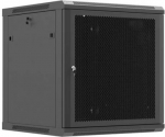 Wall mounted installation cabinet 19"12U, 600 x 600, Black perforated door (Flat pack) | Lanberg WF01-6612-23B | Lockable, vented top panel, perforated front door, single-leafed, 2 slots for fan, 1 mm thickness, 4 vertical mounting rails, grounding f ...