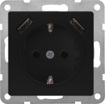 Socket outlet, with 2xUSB, 10/16A, soft black, DELTA i-system 5UB1970-0SB01 | 4001869584010