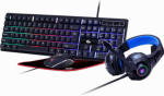 4-in-1 gaming kit "Ghost", ENG Wired keyboard, Mouse with pad, Headphones, USB, Black GGS-UMGL4-02 | 8716309118101